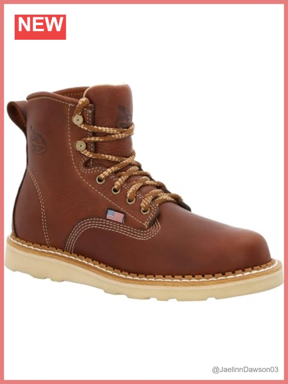 Georgia Boot Wedge Work Boot Leather Round Toe Lace-Up